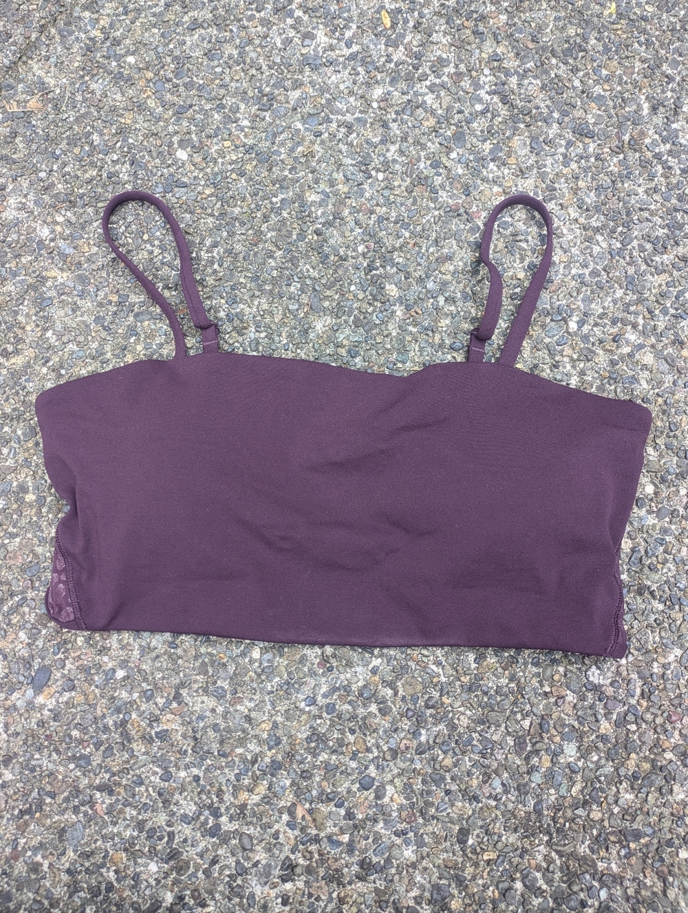 Lululemon Nulu Paisley Lace Back Yoga Bra Black Plum